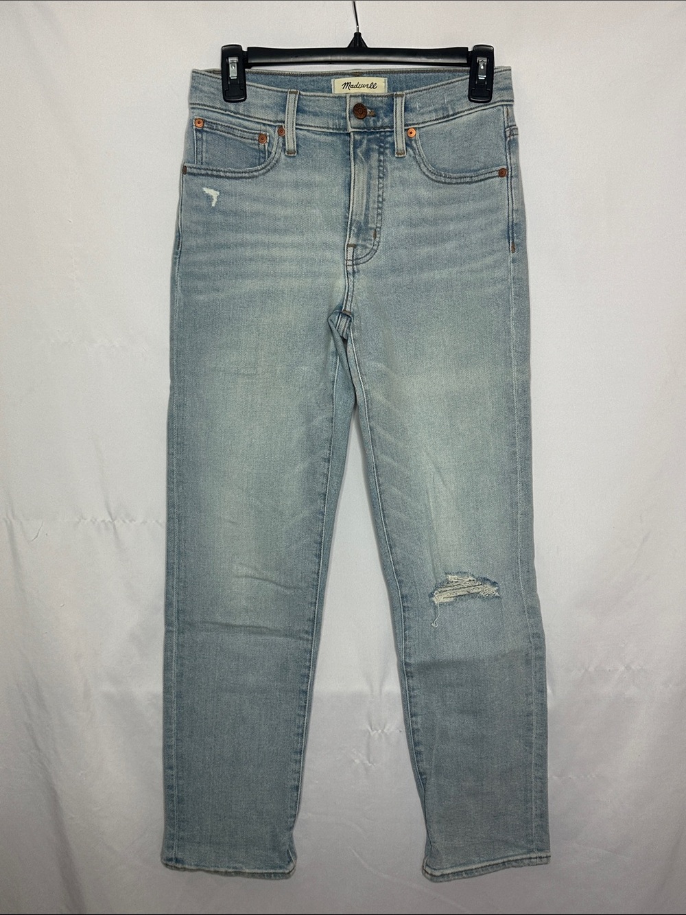 MADEWELL | Mid-Rise Classic Straight Leg Light Wash Distressed Denim Size 24
